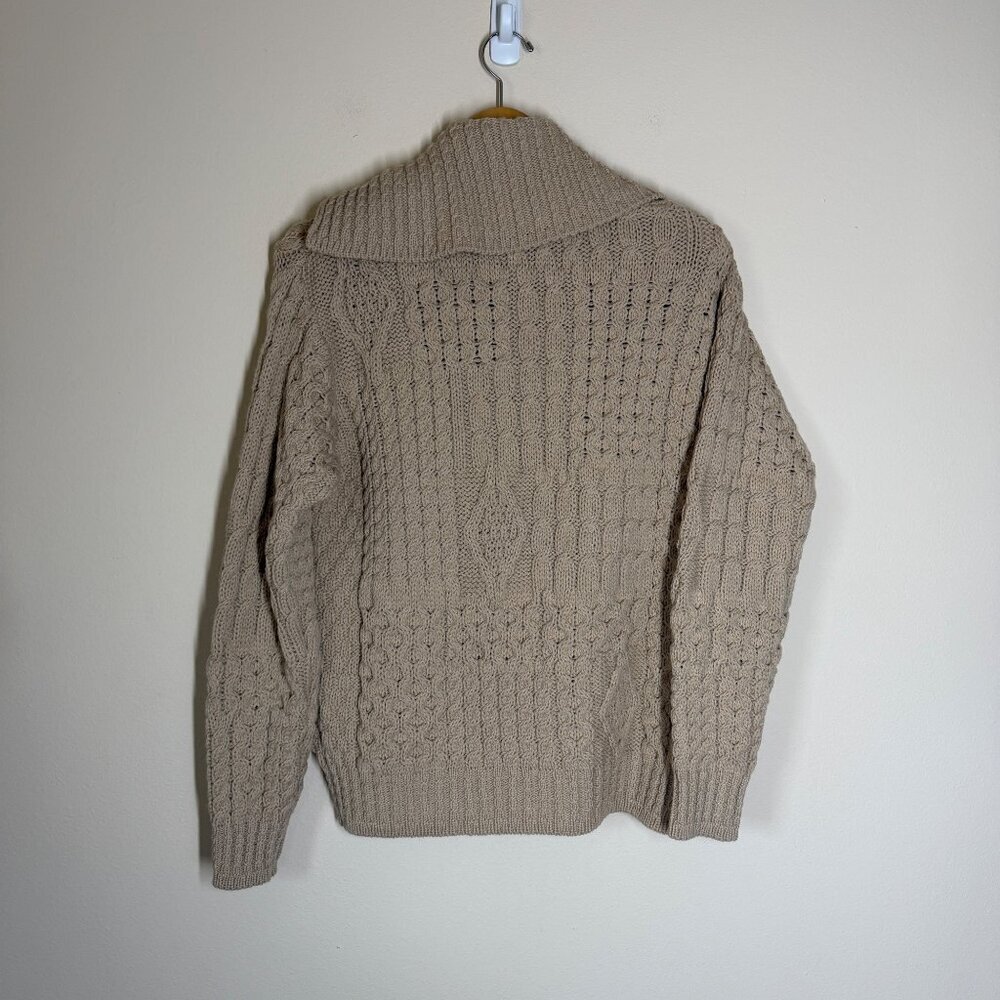 Inis Crafts One Button Merino Wool Cardigan Womens Size L Fisherman Cabincore - Picture 8 of 8
